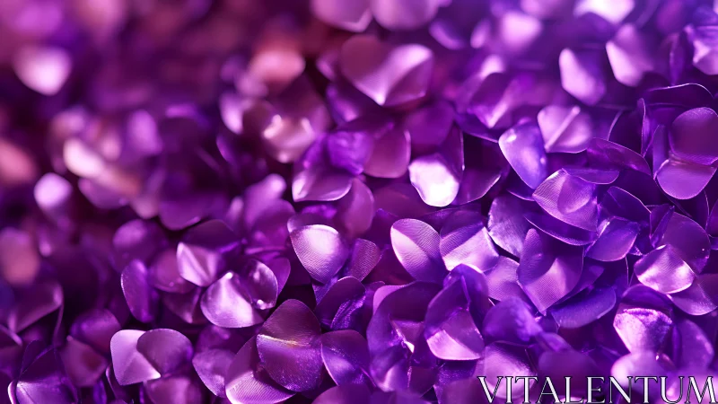Macro view of layered glossy purple flower petals.