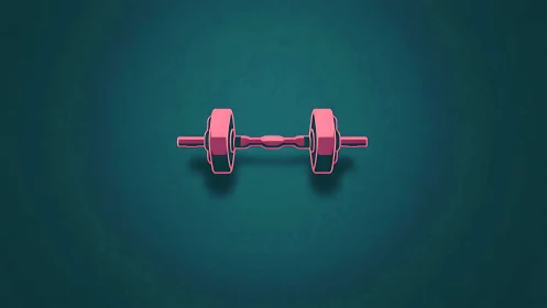 Pink dumbbell icon floats over teal gradient background