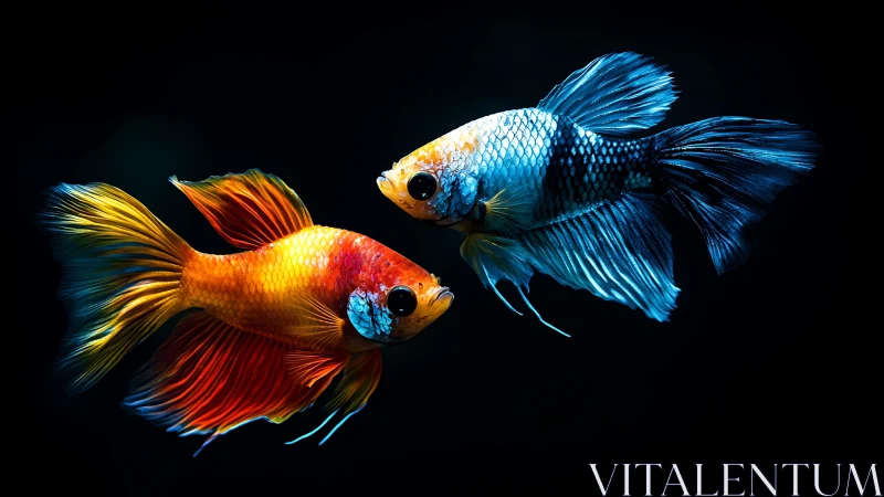 Twin betta comets trade neon whispers in midnight water