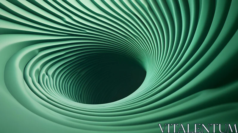 Abstract green vortex with layered curves in modern digital art.