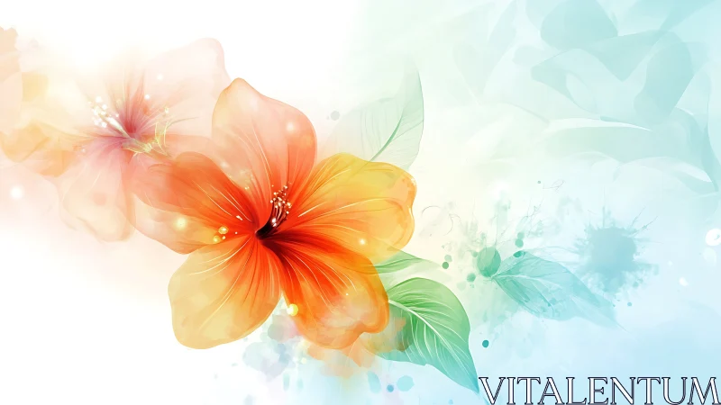 Luminous Flower Unfolds in Vibrant Watercolor Reverie.