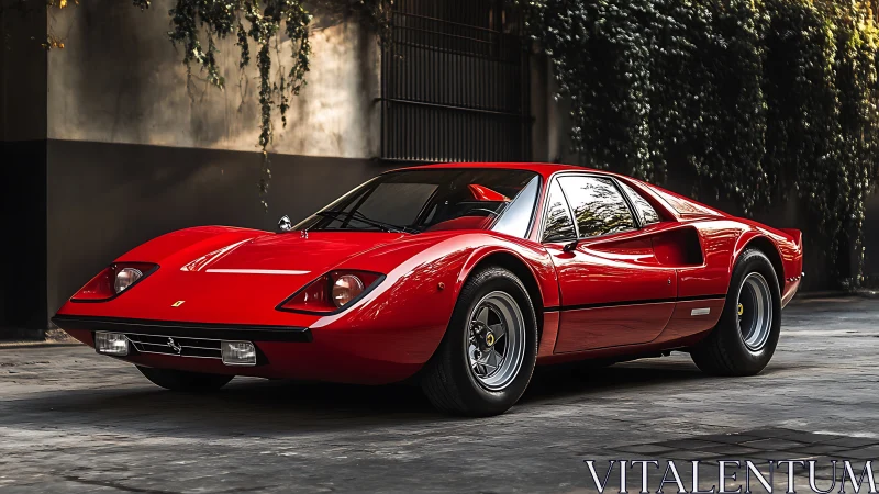 Red vintage sports car with sleek low-slung profile