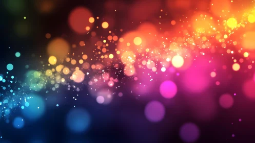 Vibrant abstract bokeh lights with colorful gradient background.
