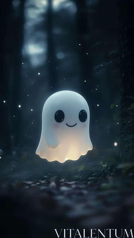 Gentle glowing ghost drifting softly through the forest.