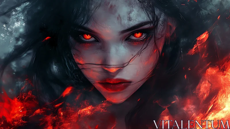 Volcanic-eyed sorceress in infernal chromatic turbulence.