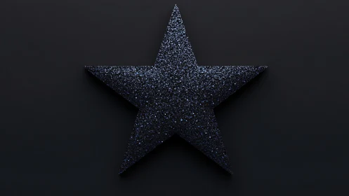 Centered glitter-coated five-pointed star on matte black