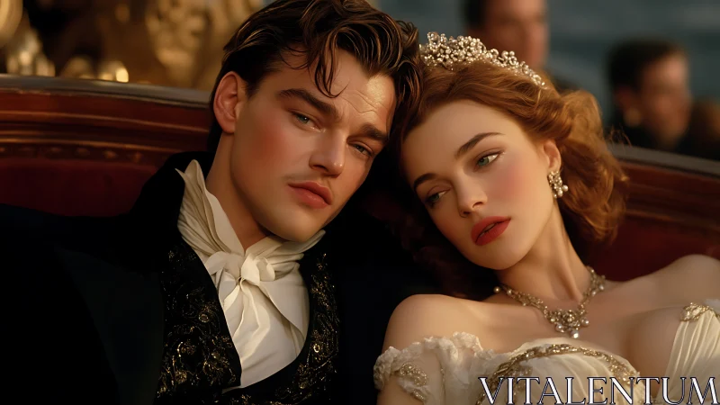 Edwardian Period Formal Portrait: Elegantly Dressed Couple in Refined Attire