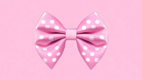 Pink polka dot bow tie with dimensional folds.