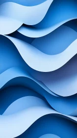 Layered blue wave forms create fluid abstract depth.