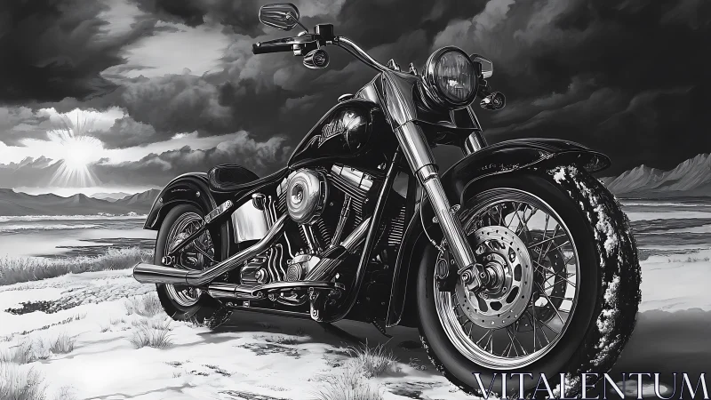 Snowdusted cruiser waits for storms to clear the frozen road