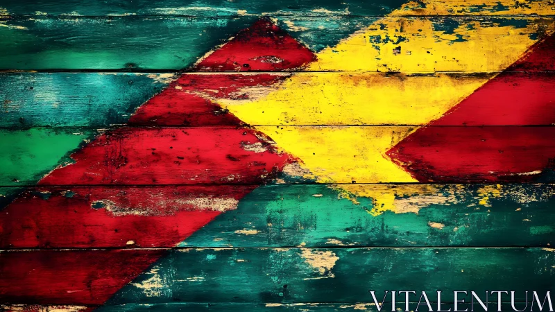 Distressed Congo Flag Painted on Rustic Wooden Planks, Vintage Style.
