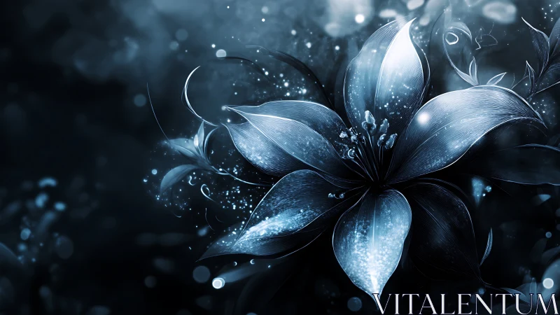 Ethereal Blue Blossom Glows with Magical Light