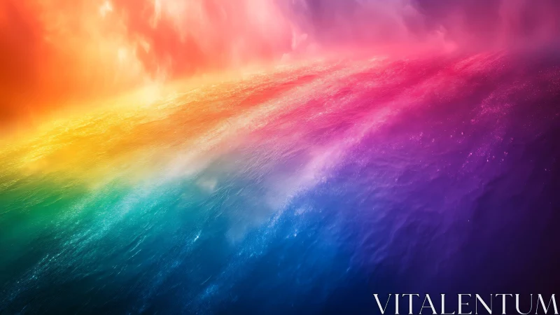 Prismatic tide arcs across a cosmic ocean of liquified light.