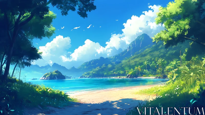 Tropical Paradise: Where Mountains Meet Crystalline Waters.