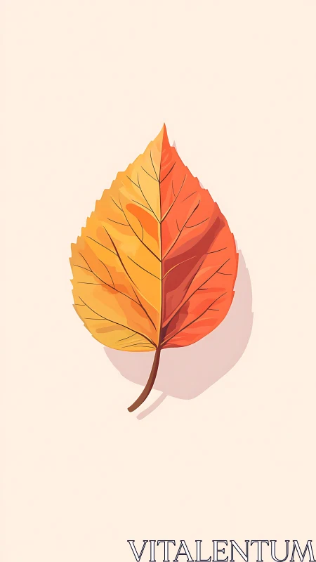 Autumn leaf illustration shows warm gradient color transition