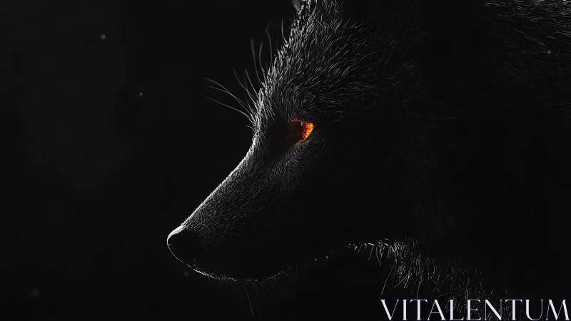 Nocturnal wolf profile rendered in high contrast digital light