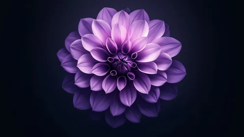 Purple Dahlia Blooms in Radiant Complexity Against Void