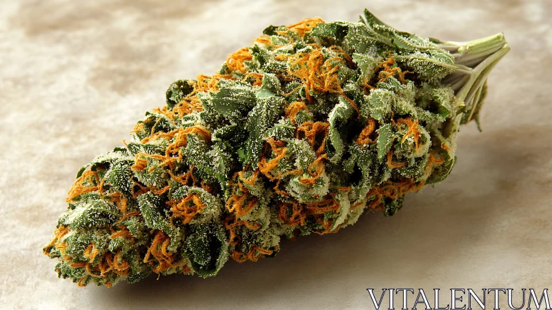 Macro cannabis bud shows dense trichome coverage and orange pistils