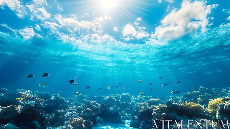 Sunlit reef ballet where coral gardens glow and fish wander.