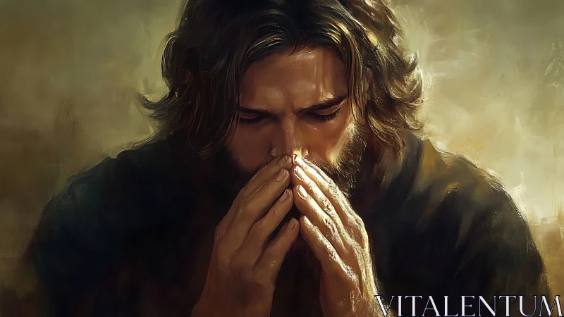 Weathered soul folds into quiet light and wordless prayer