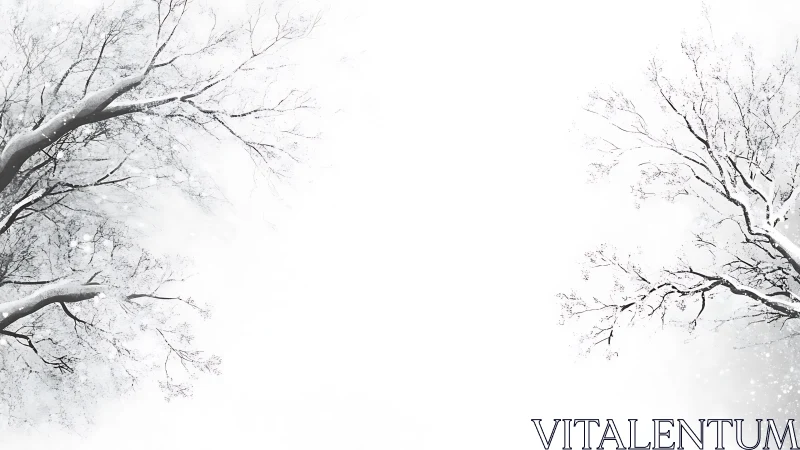 Silent snowlit branches framing a winter hush of light.