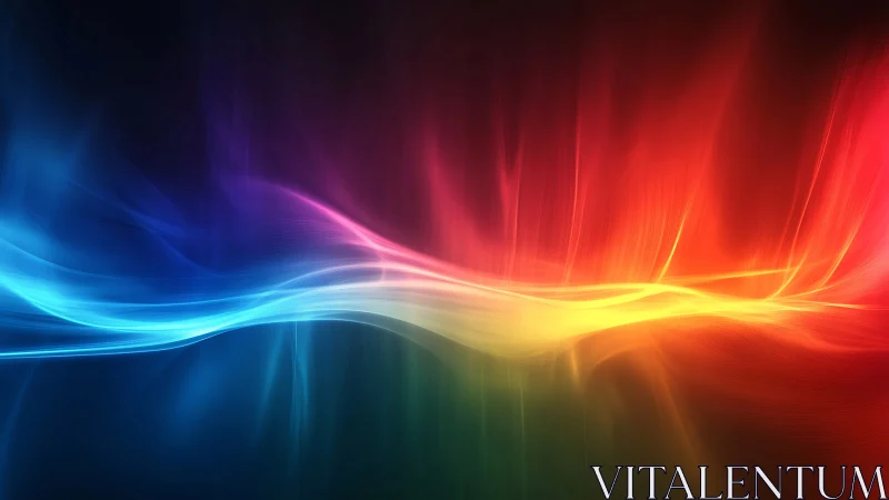 Radiant spectrum wave flows across a dark cosmic canvas.