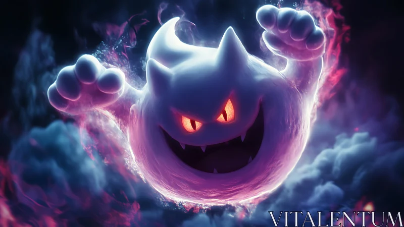 Playful ghostly spirit glowing with fiery, mischievous energy.