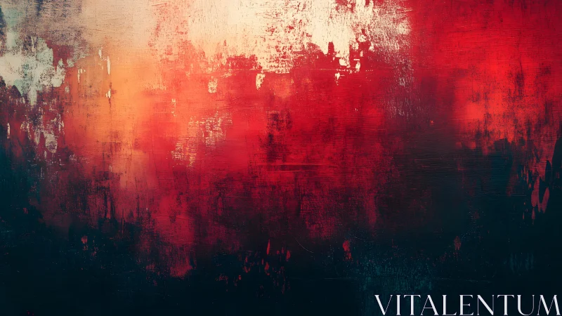 Vivid Abstract Painting with Red and Orange Brush Strokes.