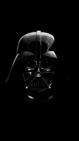 Dark armored sci fi mask centered on black background.