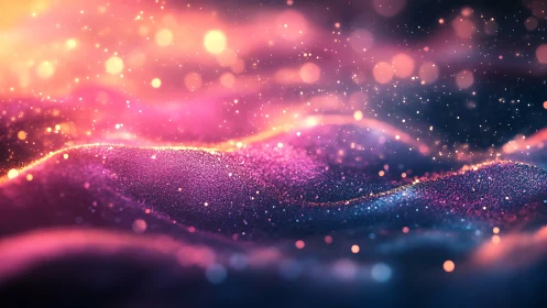 Volumetric bokeh over glittering spectral waves in shallow focus