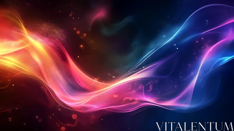 Chromatic energy ribbons flow through cosmic gradient field.