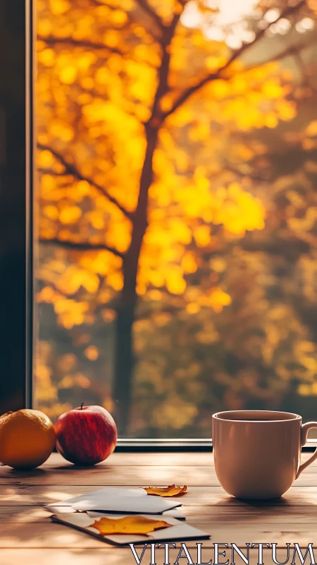 Autumnal window still life with selective focus depth mapping.