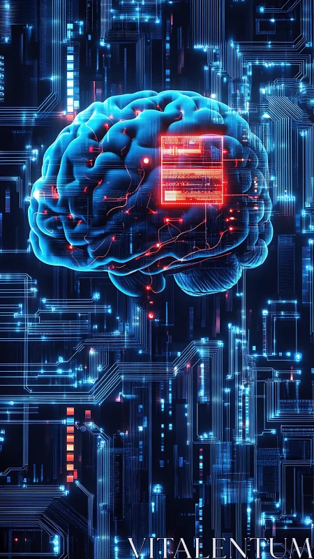 Luminous digital brain humming with glowing circuit wisdom.