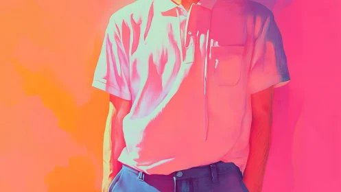 Pastel portrait isolates torso in vivid duotone light