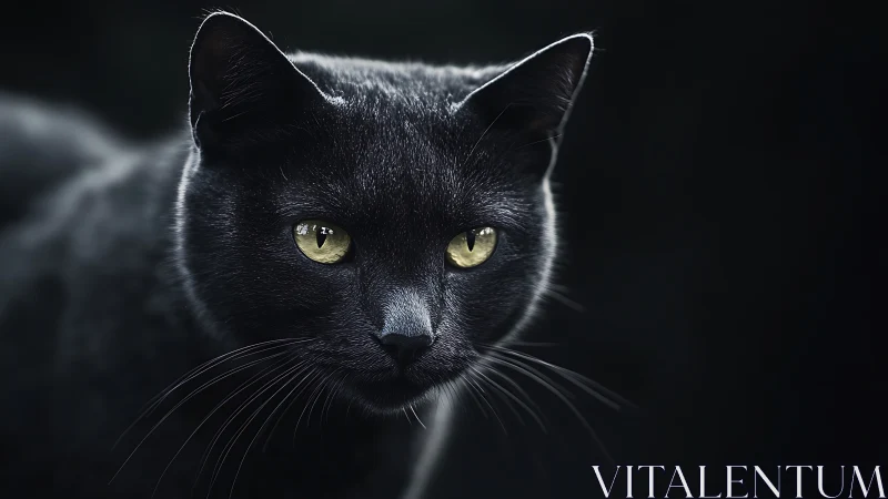 Piercing Gaze: Black Cat with Luminous Eyes