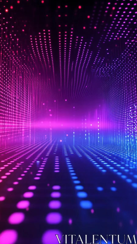 Neon magenta and cyan volumetric LED tunnel perspective field