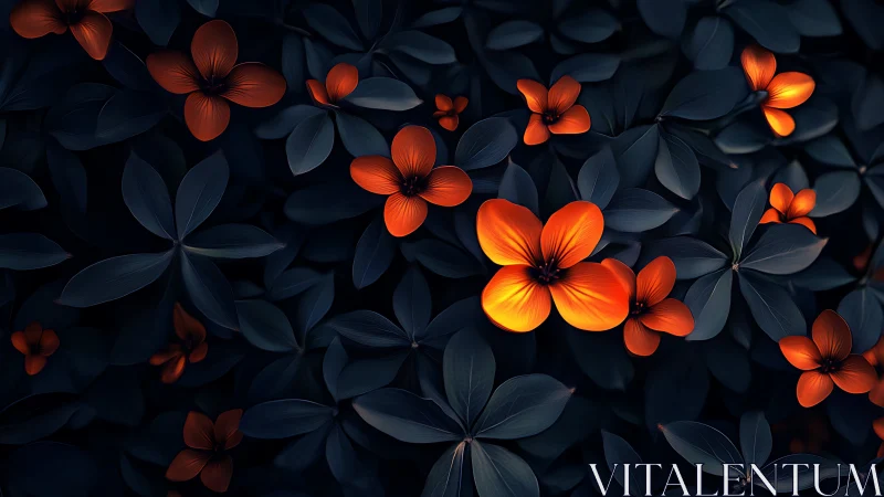 Bioluminescent Floral Composition with Chromatic Contrast.