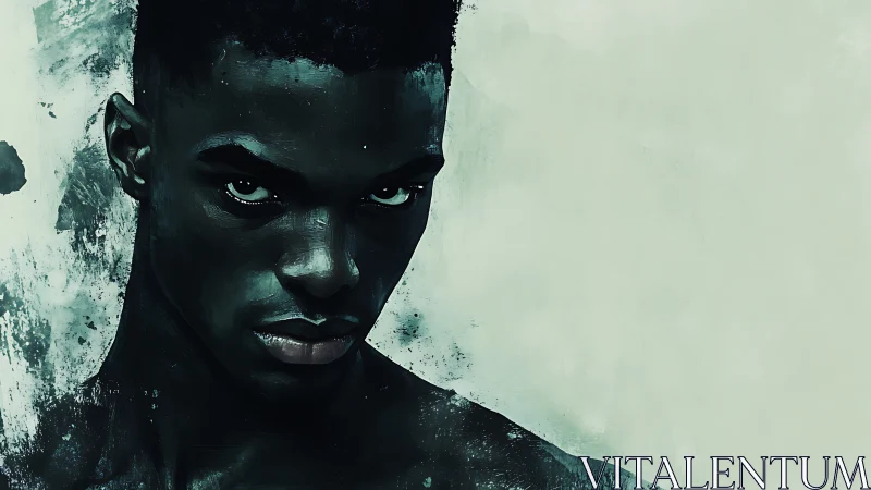 Powerful portrait of focused man in moody teal light.