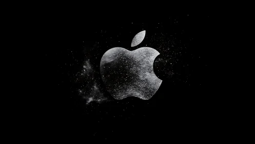 Stardust apple logo drifting through cosmic midnight.