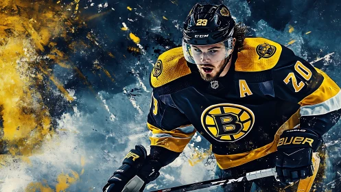 Electric hockey forward drives into action with fierce focus