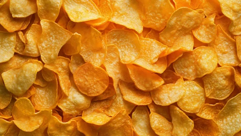 Overlapping golden potato chips form a crisp textural field