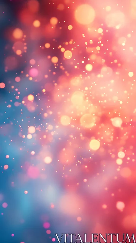 Glowing bokeh constellations drift through neon dusk color