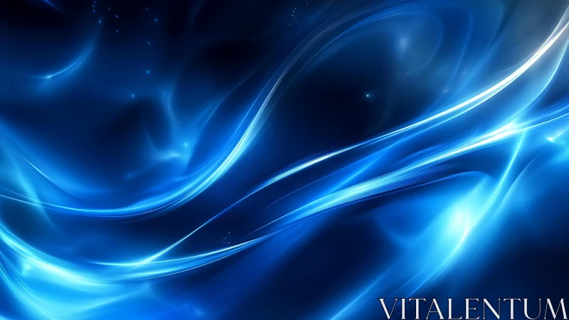 Abstract blue light waves on dark background, digital art style.