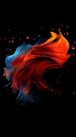 Fluid dual-color energy plume in abstract motion profile.