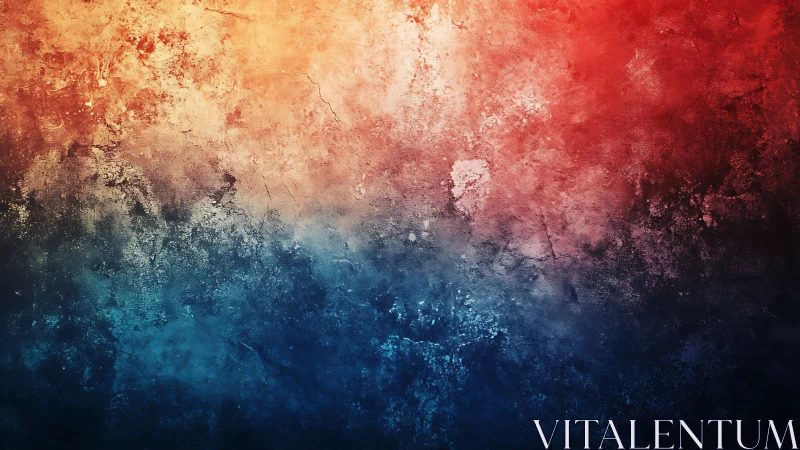 Textured red to blue gradient wall evokes abstract depth