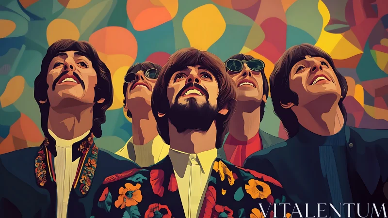 Colorful band portrait glowing with playful retro energy.