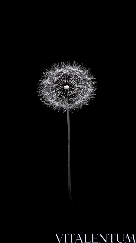 Luminous dandelion clock glows like a quiet starfield.