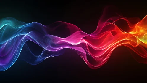 Prismatic soundwave ribbons drift across the digital night.