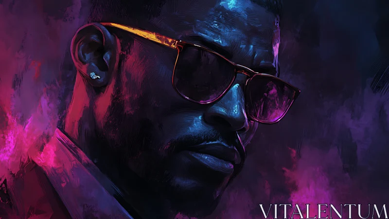 Neon-lit digital portrait with cinematic chromatic contrast.