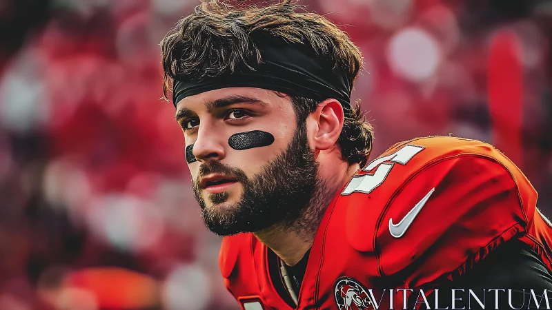 Gridiron portrait isolates focused football player in bokeh glow